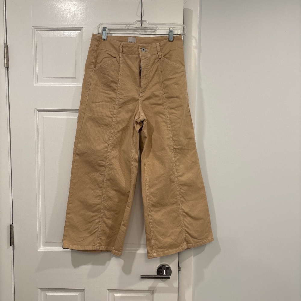 Cropped wide leg khaki pants